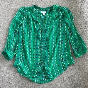 Green sheer flowy blouse